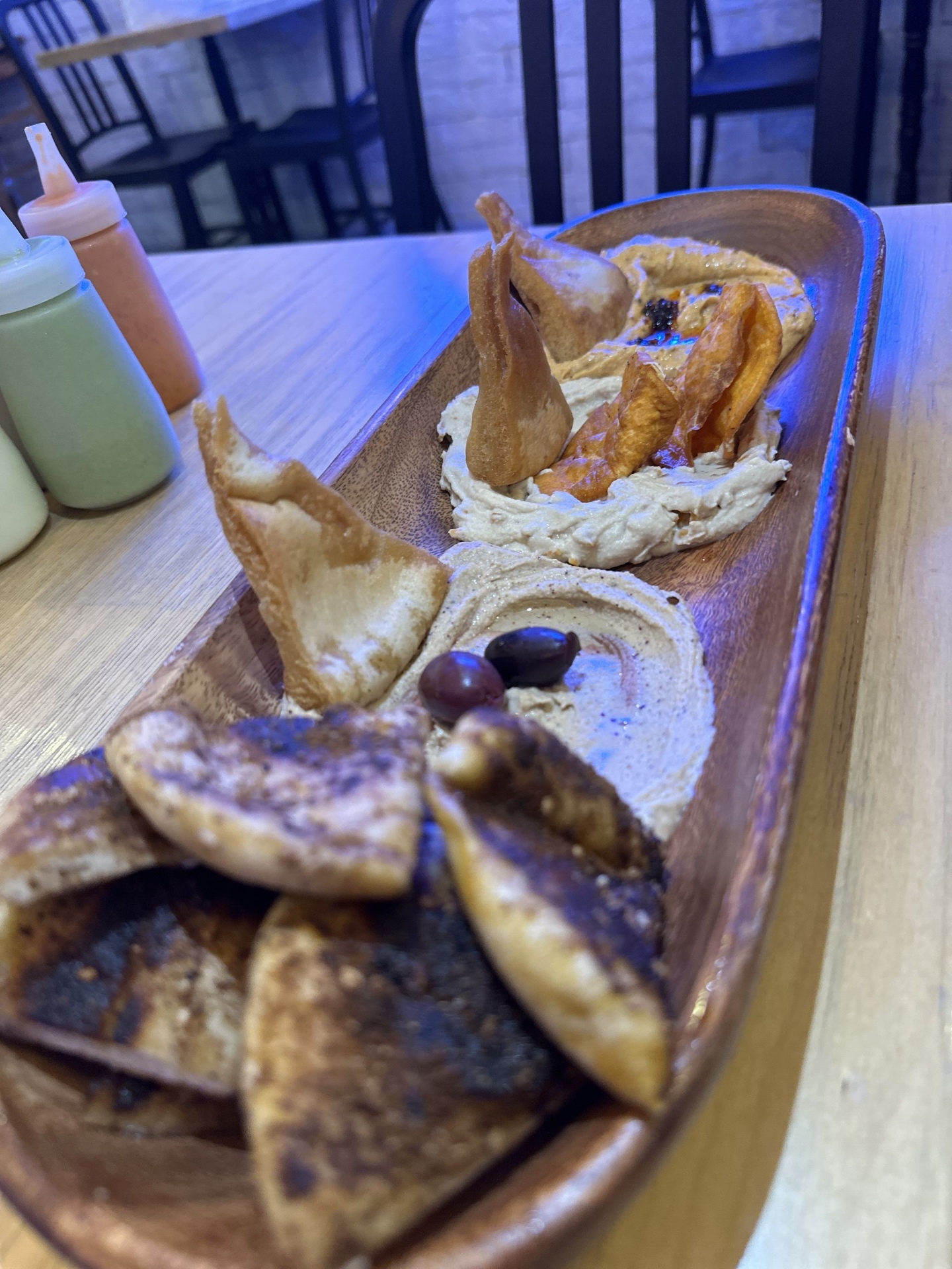 Hummus and pita board
