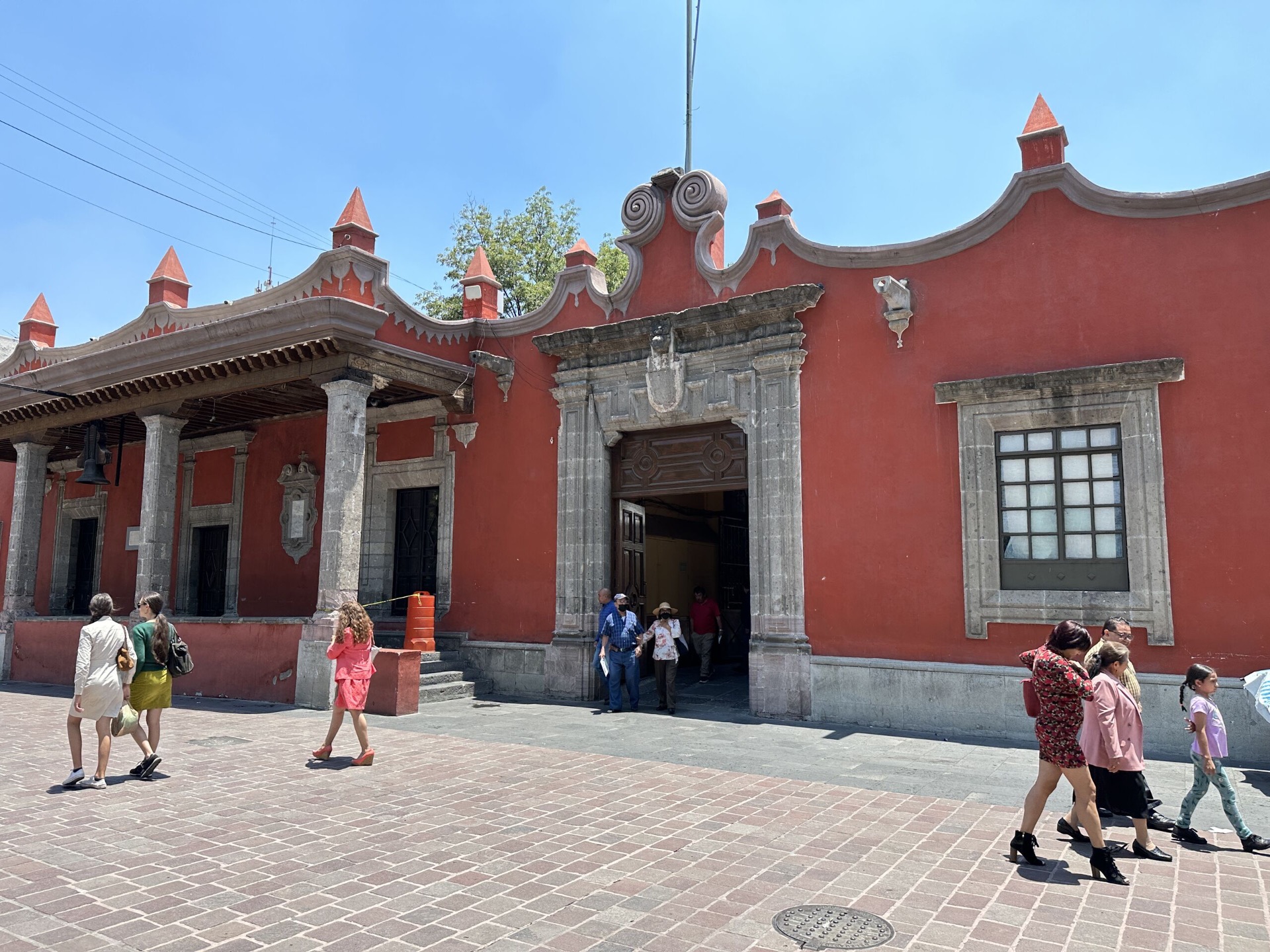 Colonial red facade in Coyoacán